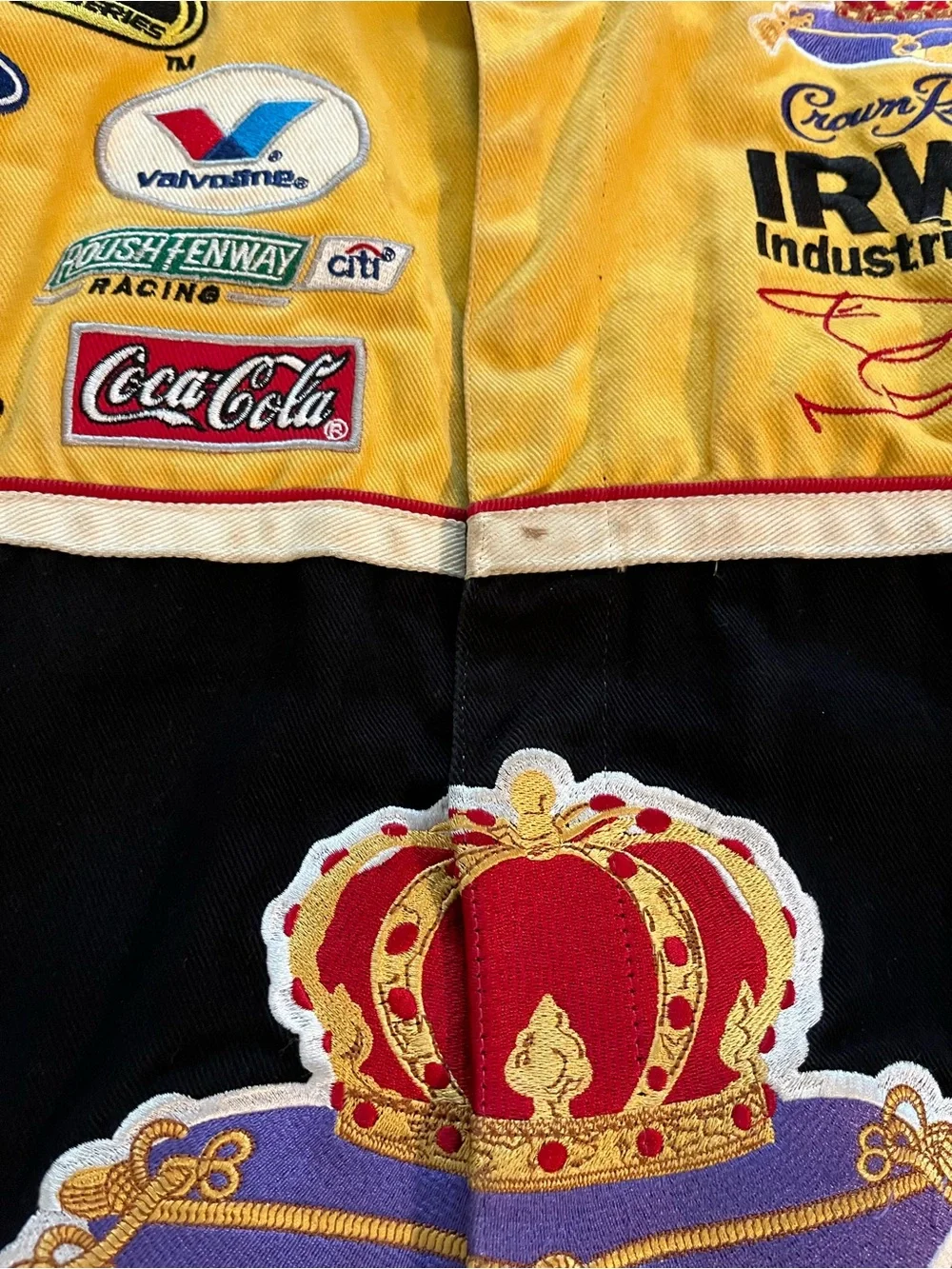 Nascar Crown Royal Black and Yellow Racing Bomber Jacket Jamie McMurray XL